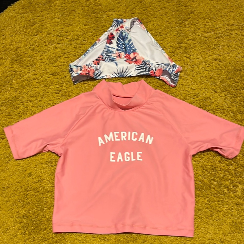 NWT American eagle kids girls swim top and bikini bottom